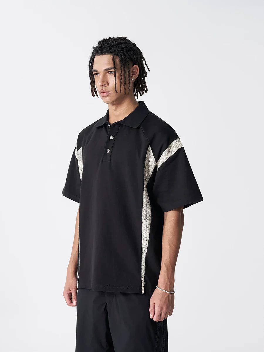 Heavyweight Patchwork Short Sleeve Polo Shirt