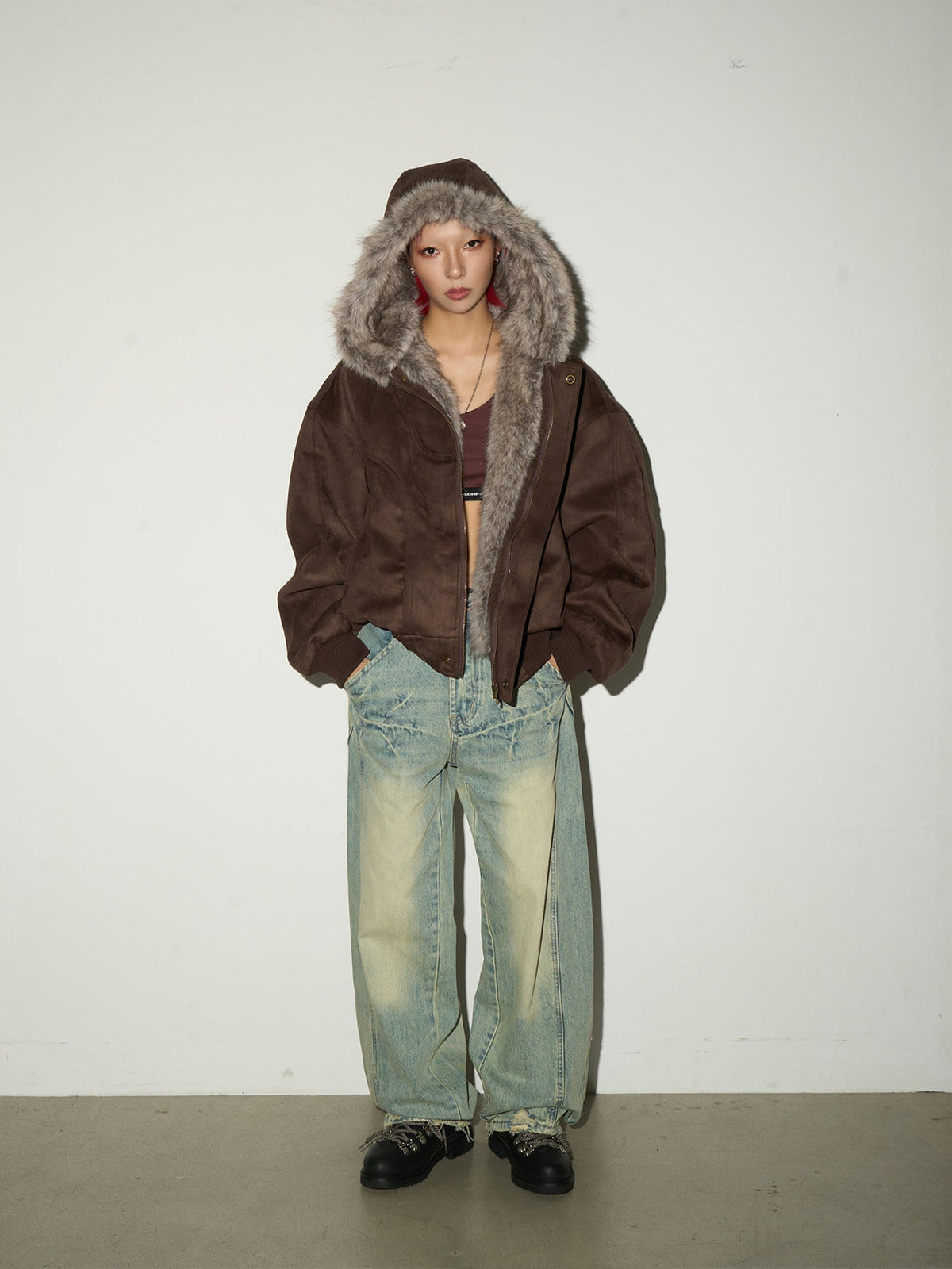 Washed Wide Leg Denim Jeans