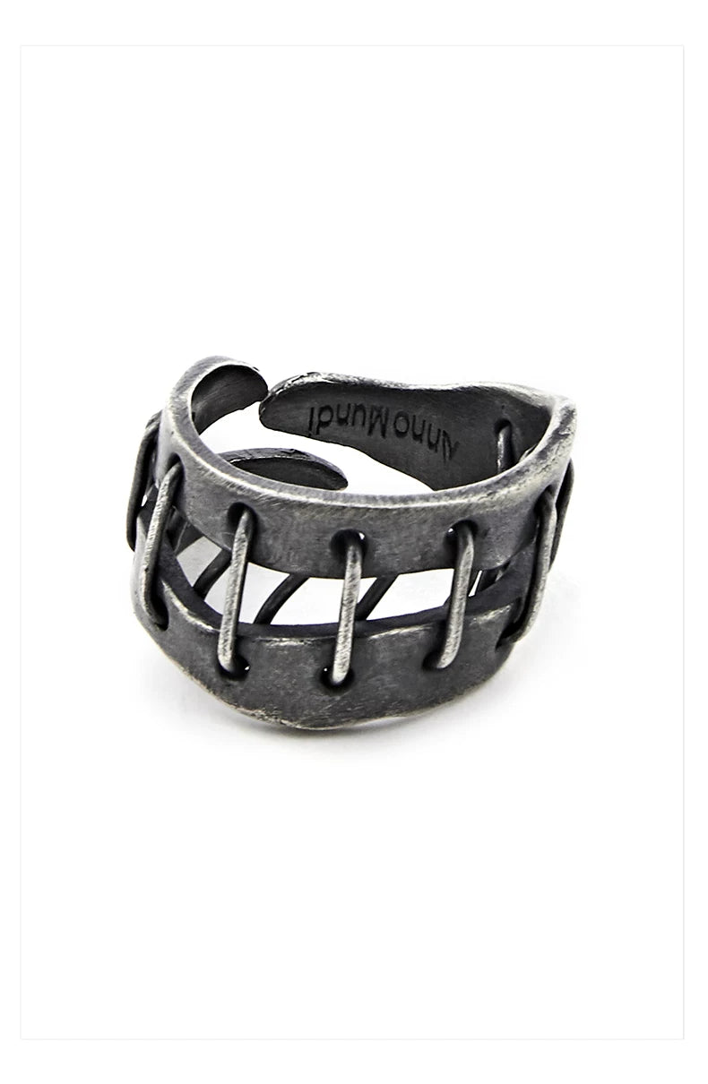Dark Heavy Strap Silver Ring