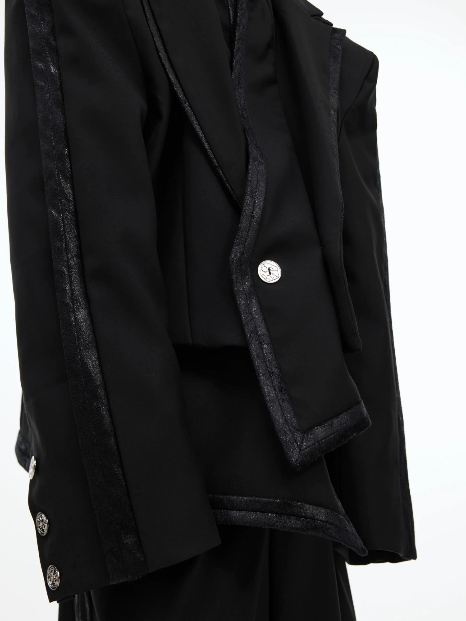 Irregular Layered Tailored Jacket  & Wide-Leg Straight Trousers Setup