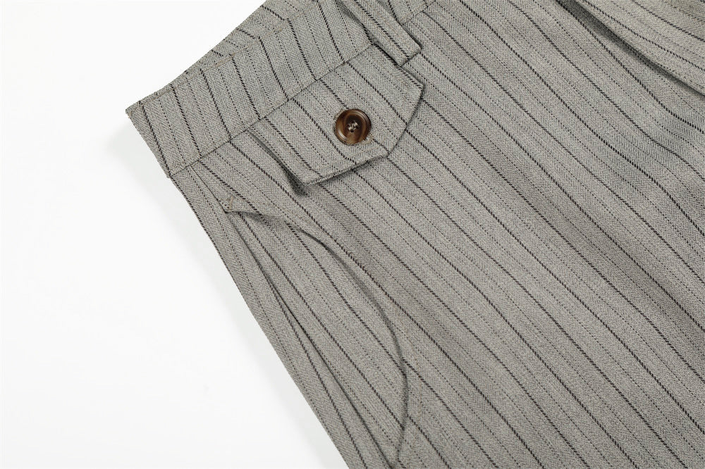 DAXUEN Light grey wide-leg trousers with pinstripes