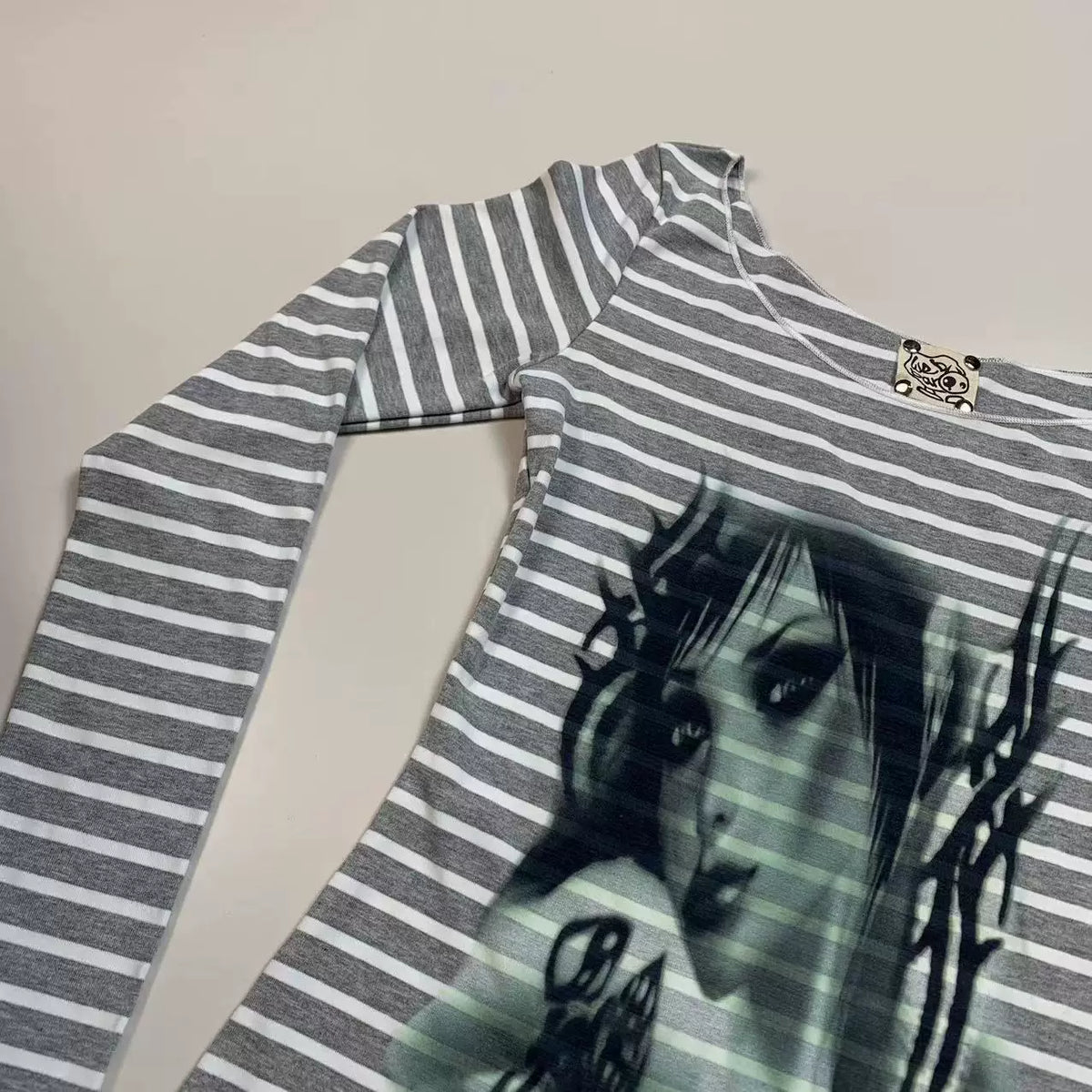 Gothic Stripe Slim Long Sleeve T-Shirt