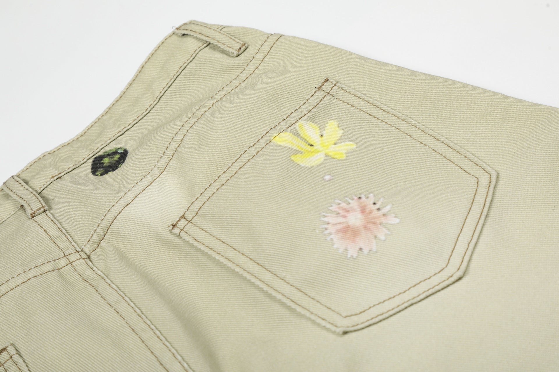 Floral Print Cropped Denim Jort
