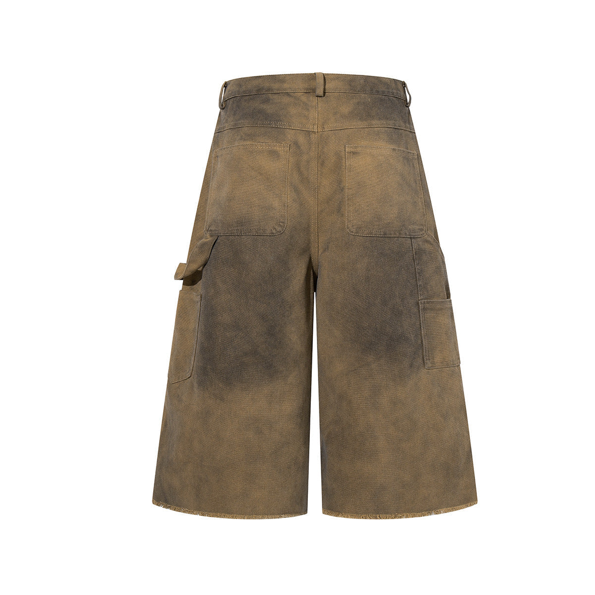 Washed Portrait Letter Print Denim Jort