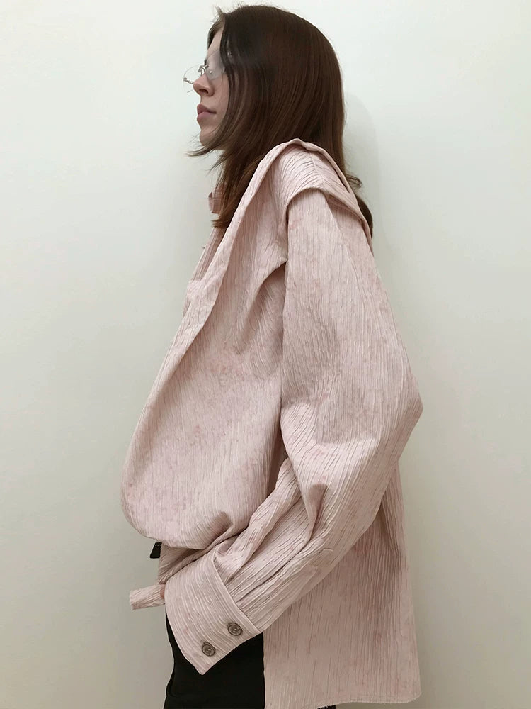Wrinkle Design Long Sleeve Shirt
