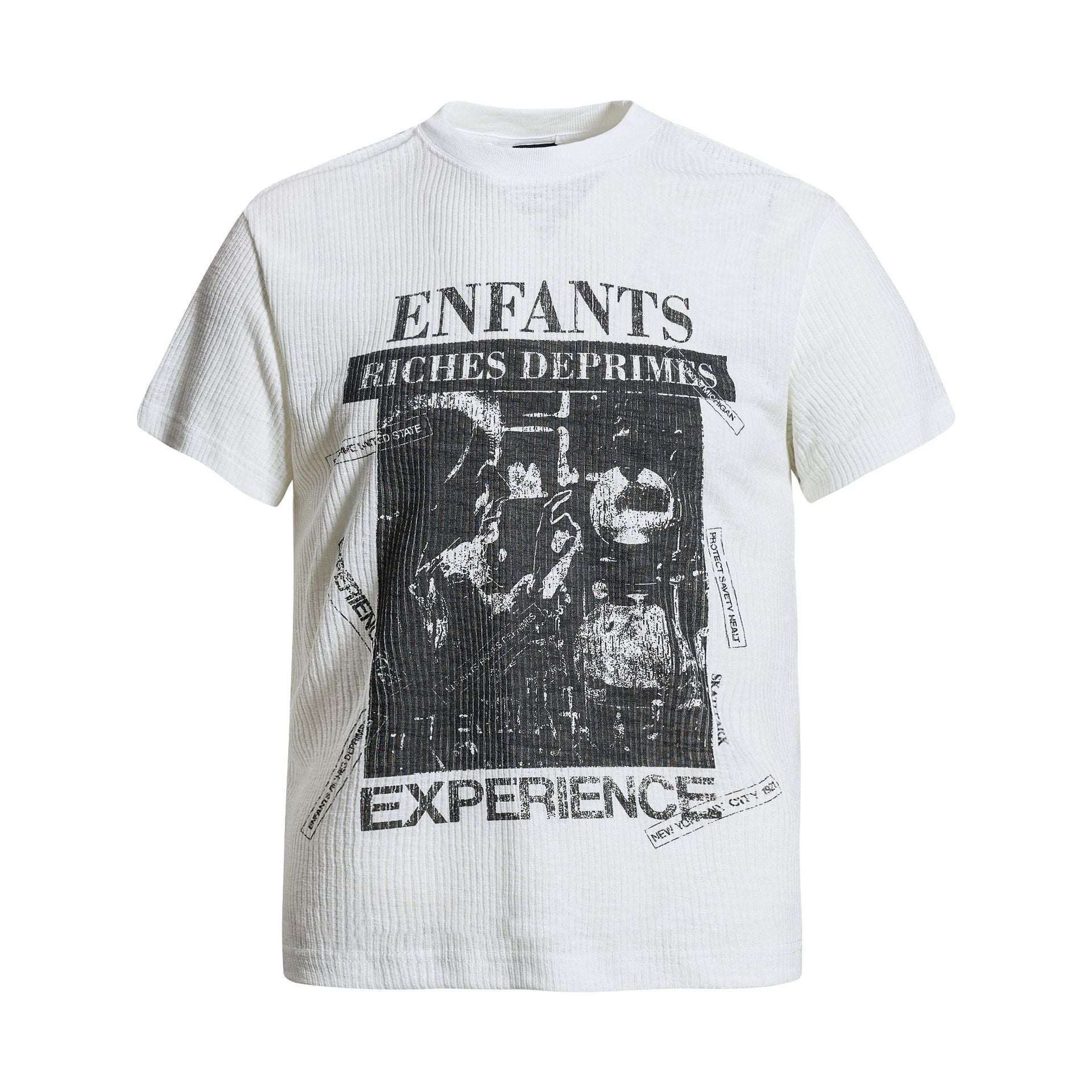 Ribbed Graphic Art Print Short Sleeve T-Shirt