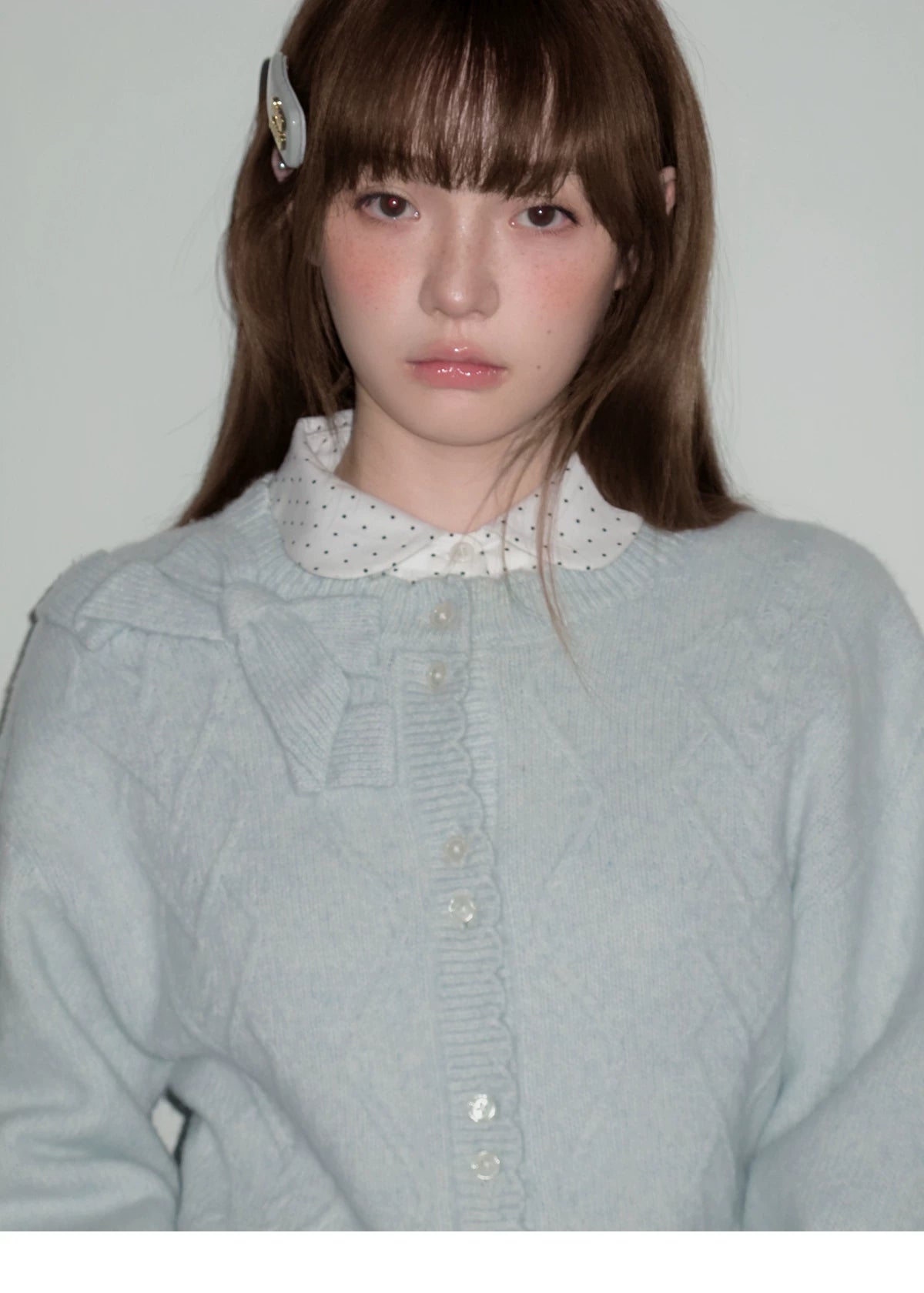 Moonlight Silhouette Bow Detail Wool Knit Cardigan