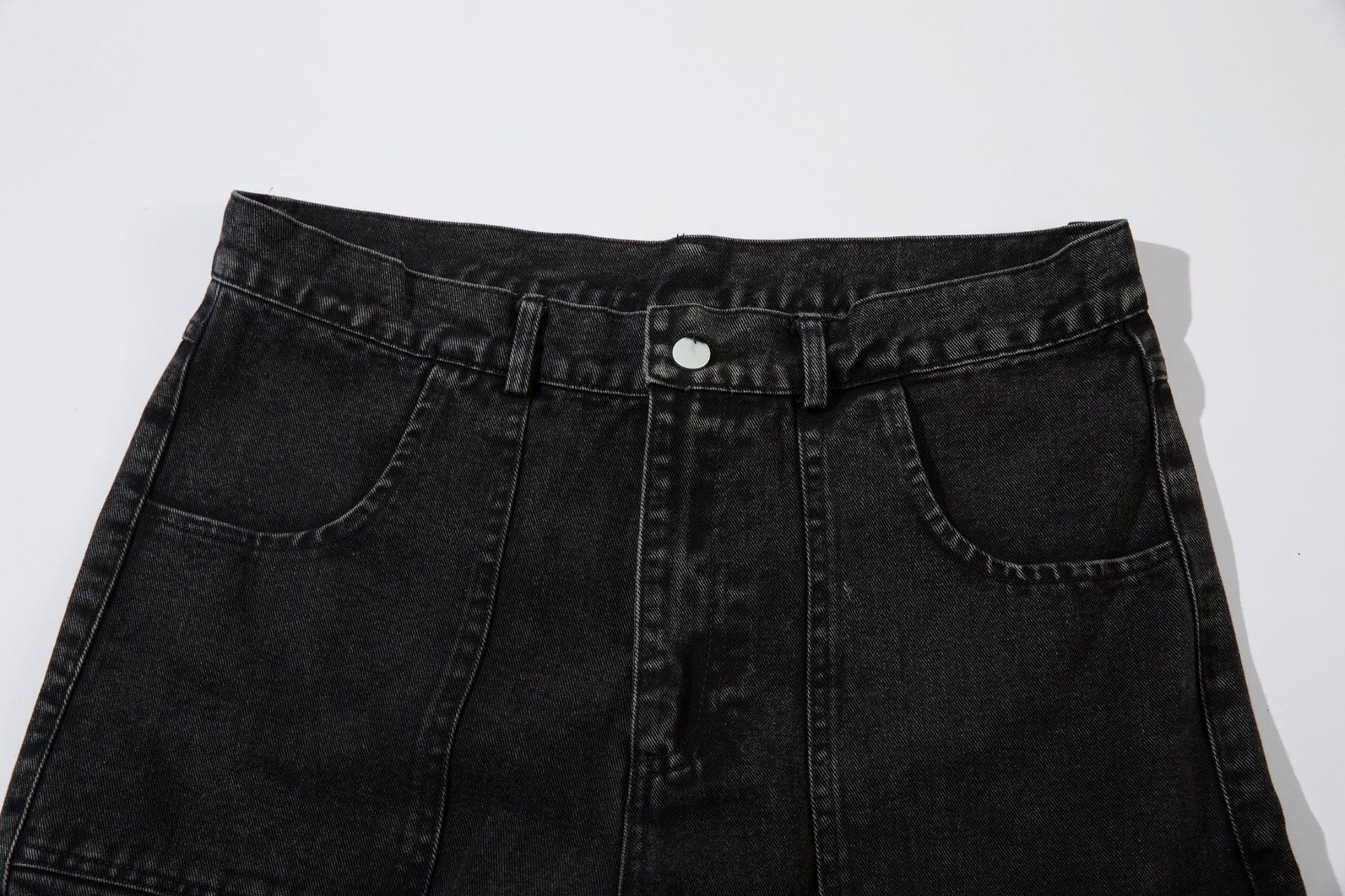 Washed Eyelet Cargo Denim Jeans