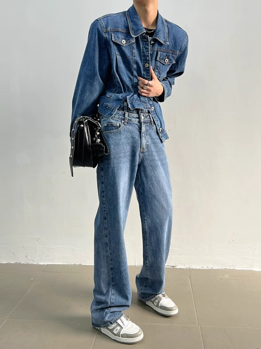 Shoulder Padded Denim Jacket