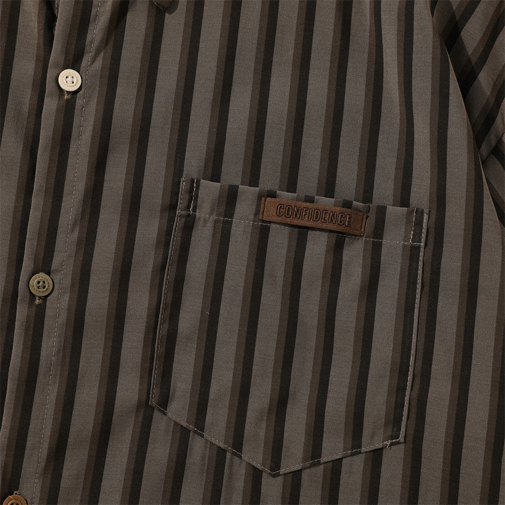 Camicia a righe retrò con 2 tasche