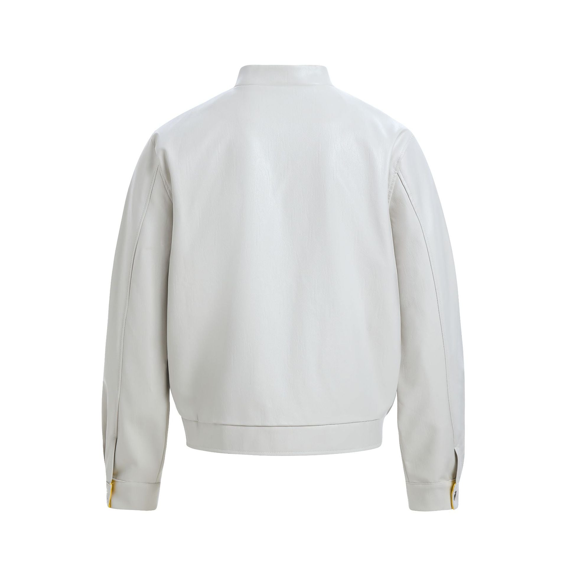 Deconstruction Letter Patch PU Leather Jacket