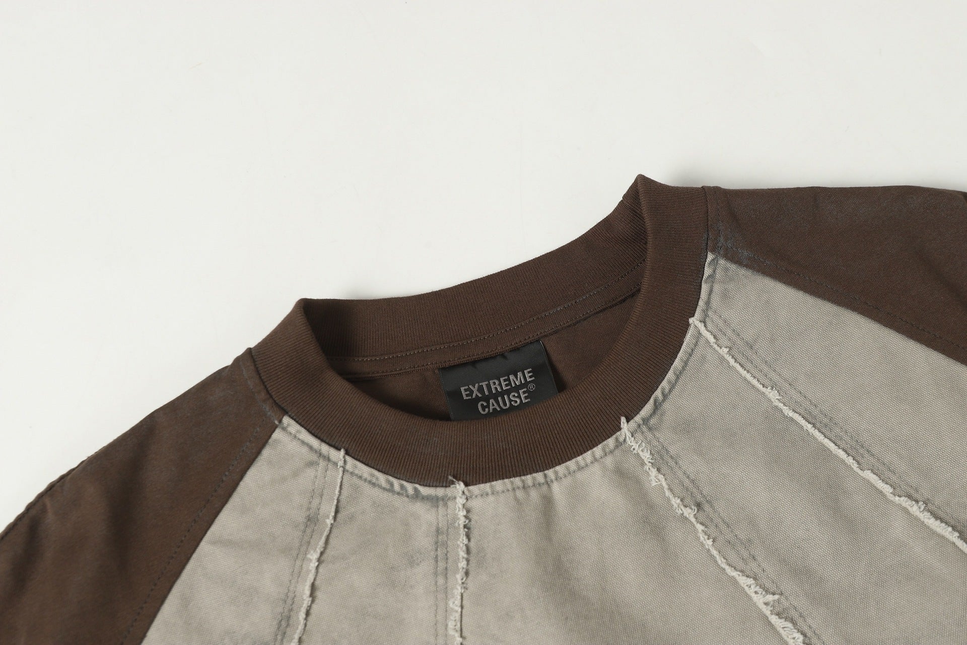 Washed Raw-Edge Splice Short Sleeve T-Shirt