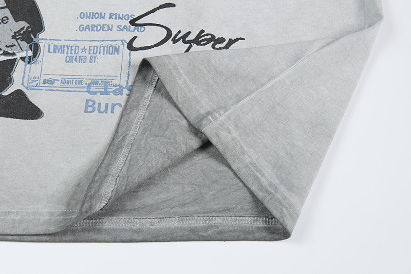 Washed Graphic Letter Print Short Sleeve T-Shirt