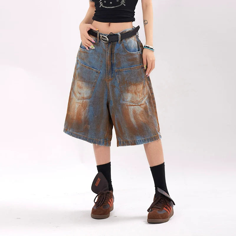 Dirty Denim Washed Jorts - MADXMARX