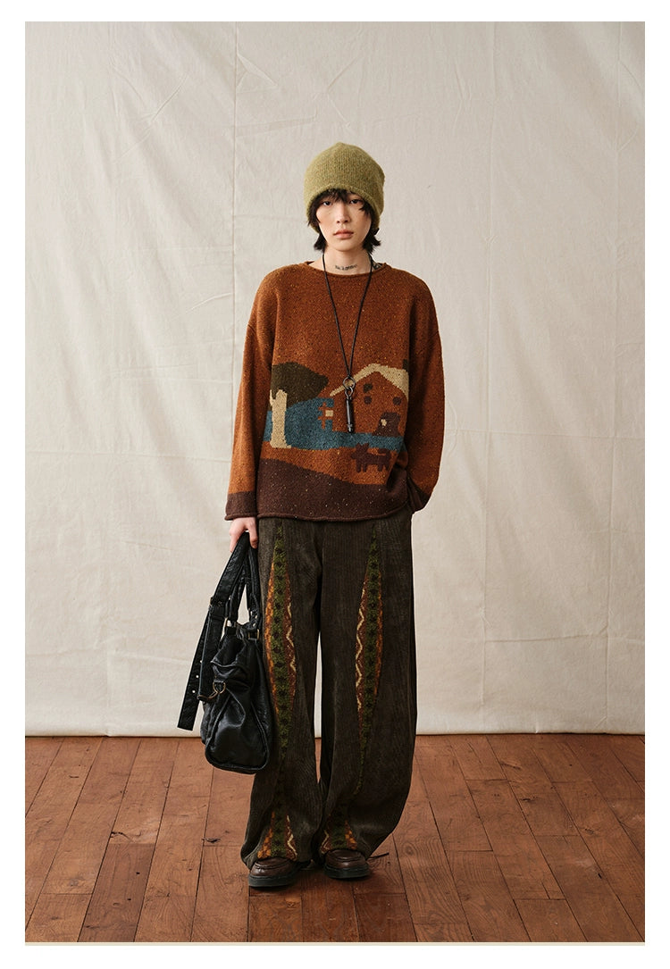 Boho Corduroy Wide-Leg Pants