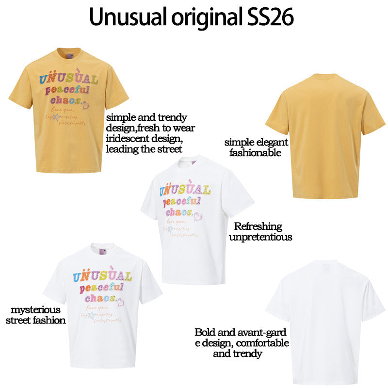 Letter Studs Oversize Short Sleeve T-Shirt