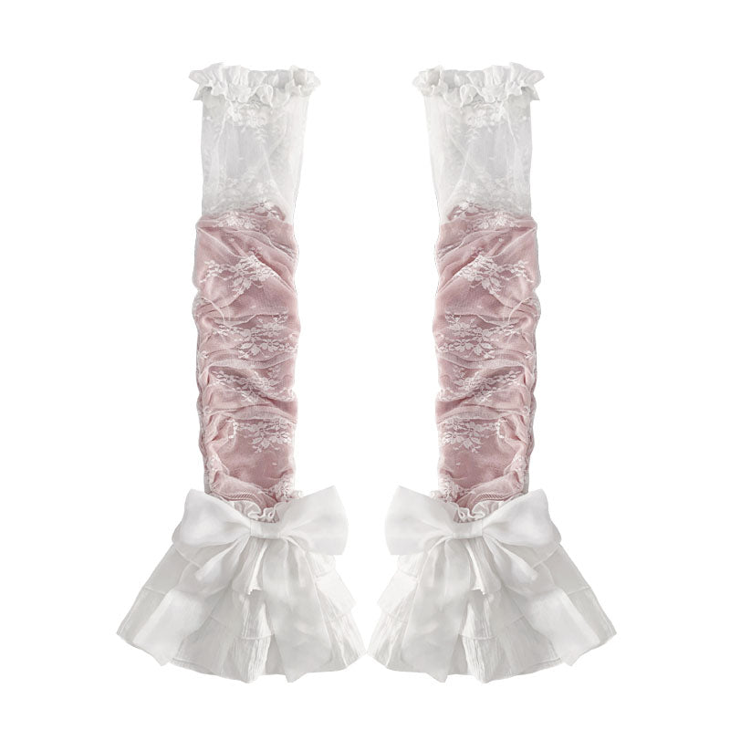Lace Patchwork Bow Knee-High Leg Cover
