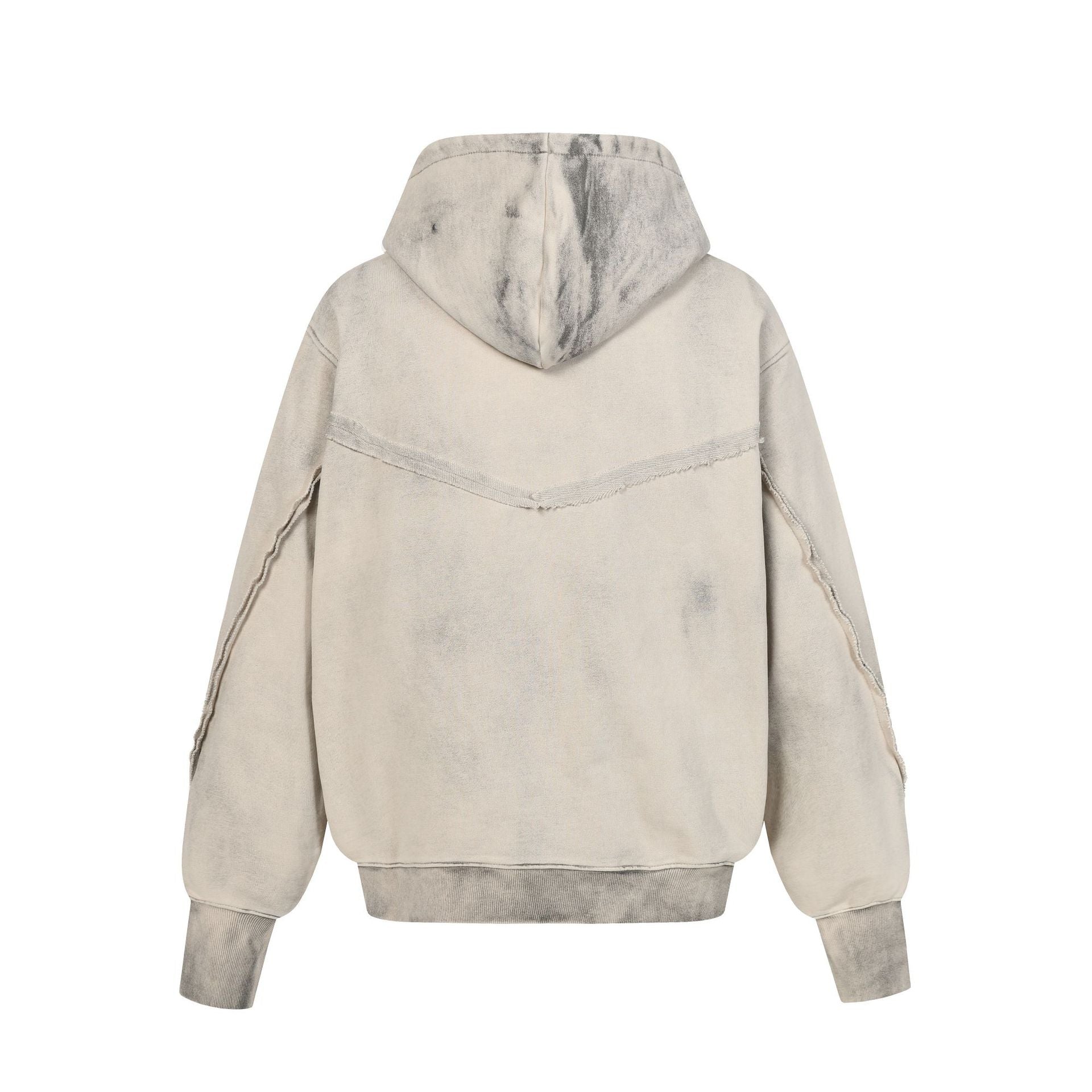 Washed Asymmetrical Zipper Detail Hoodie