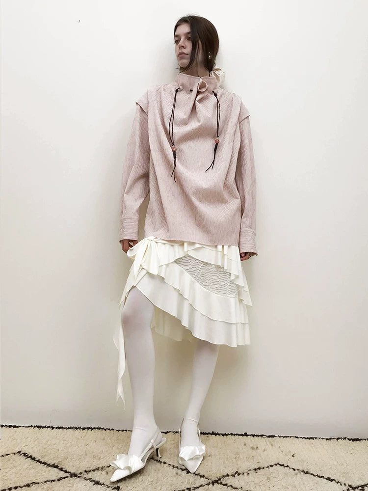 Wrinkle Design Long Sleeve Shirt