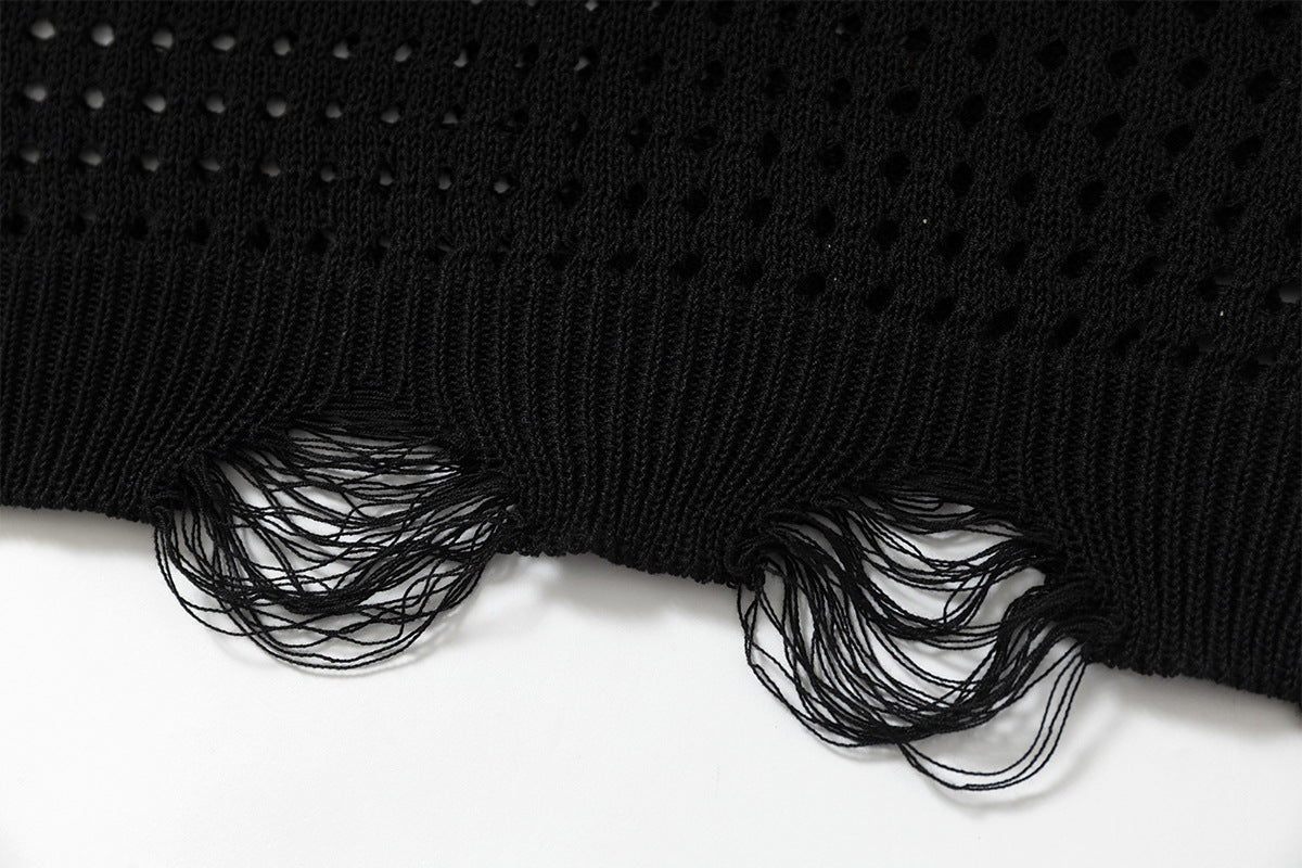 Mesh Damage Design Knit Vest