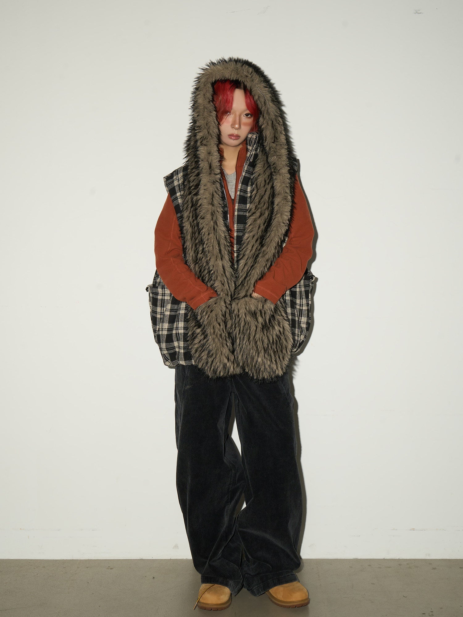 Fake Fur Pocket Design Scarf