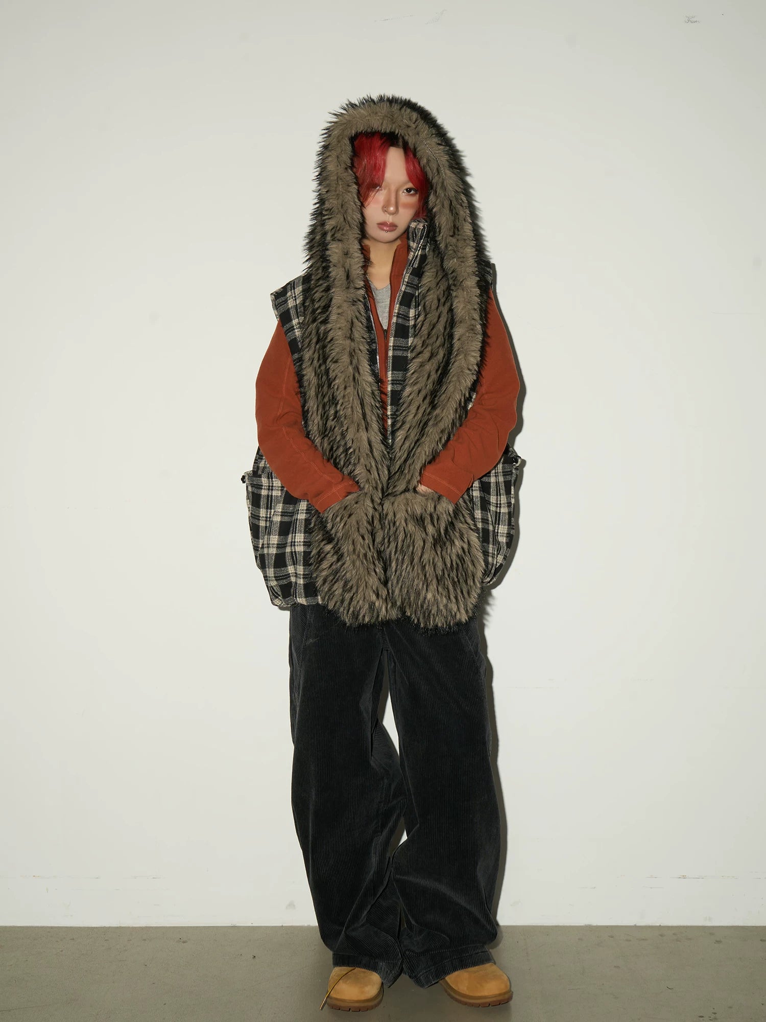 Fake Fur Pocket Design Scarf