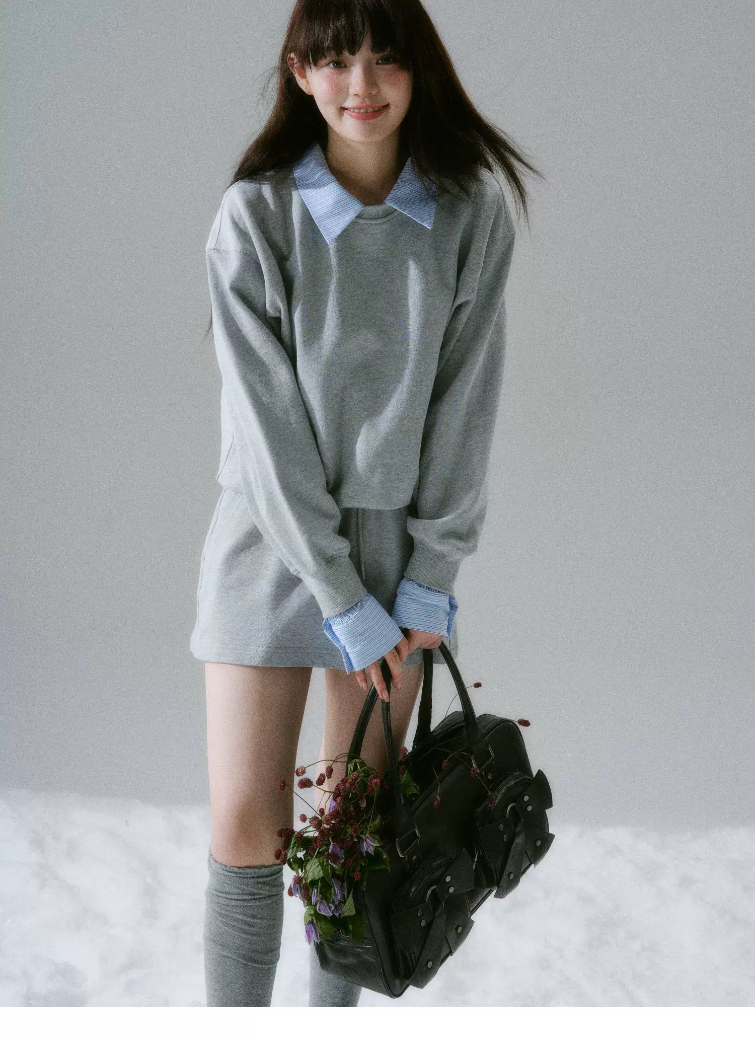Skin-Friendly Sweatshirt & Short Skirt Setup