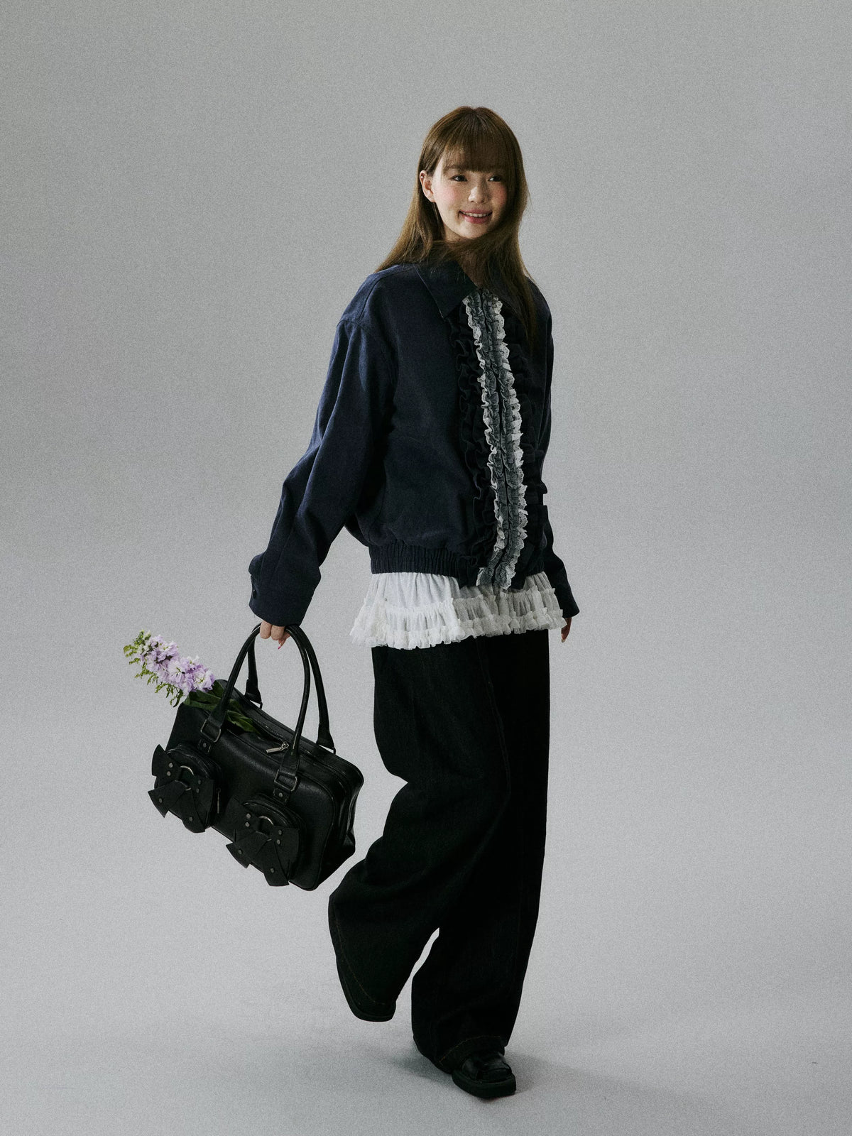 Ruffled Lace Detail Jacket