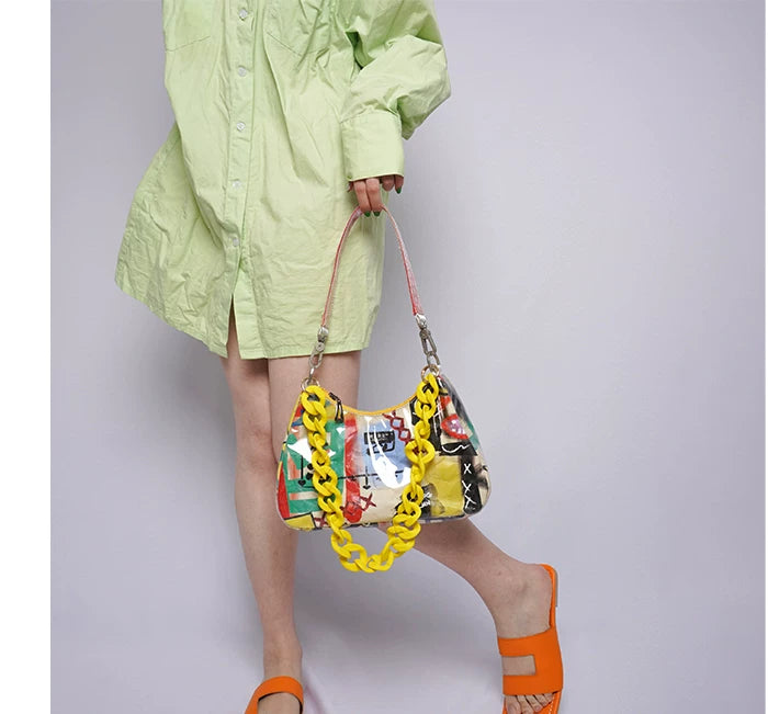 Graphic Design Chain Shoulder Bag