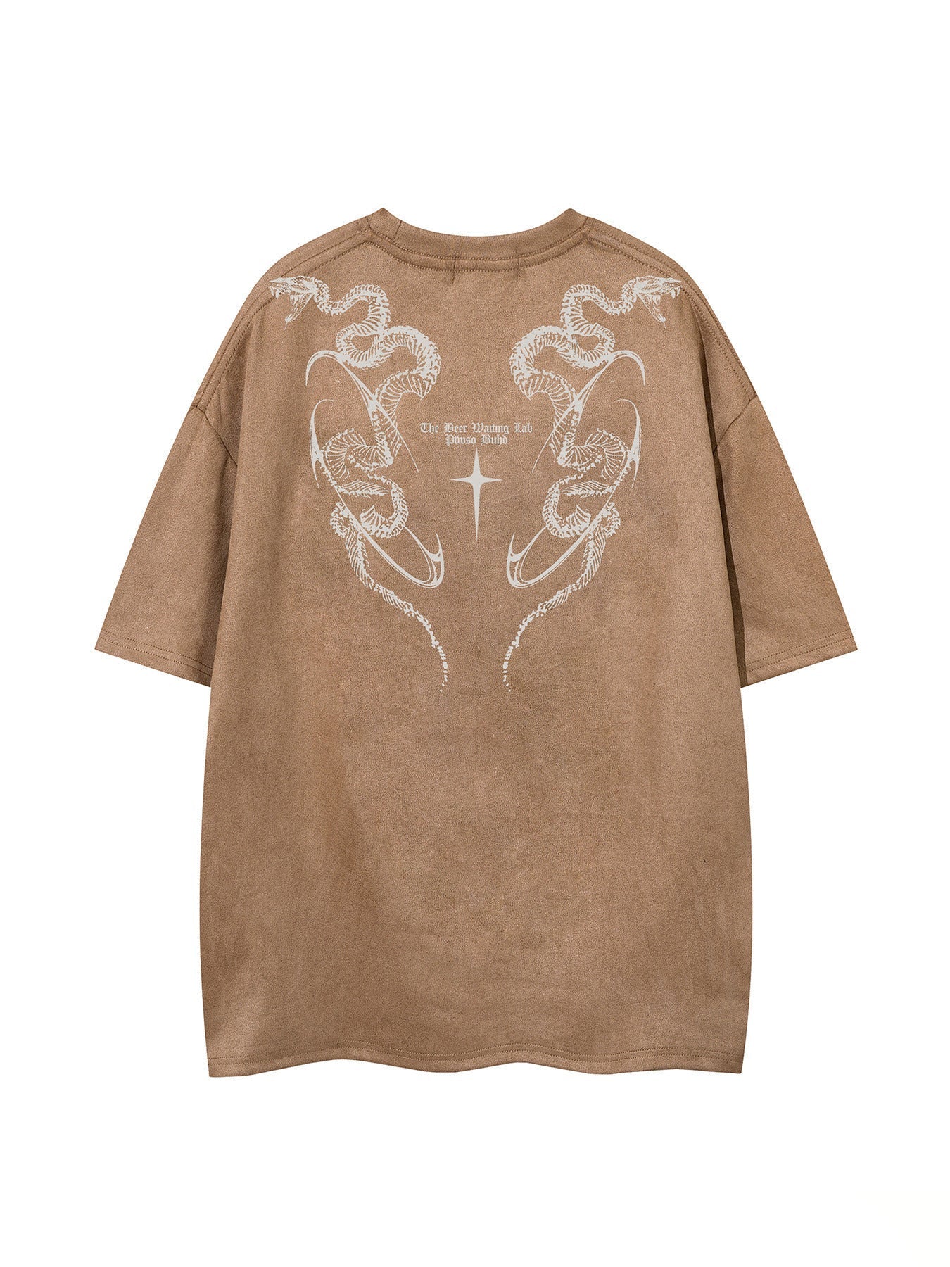 Python Print Suede Letter Print Short Sleeve T-Shirt