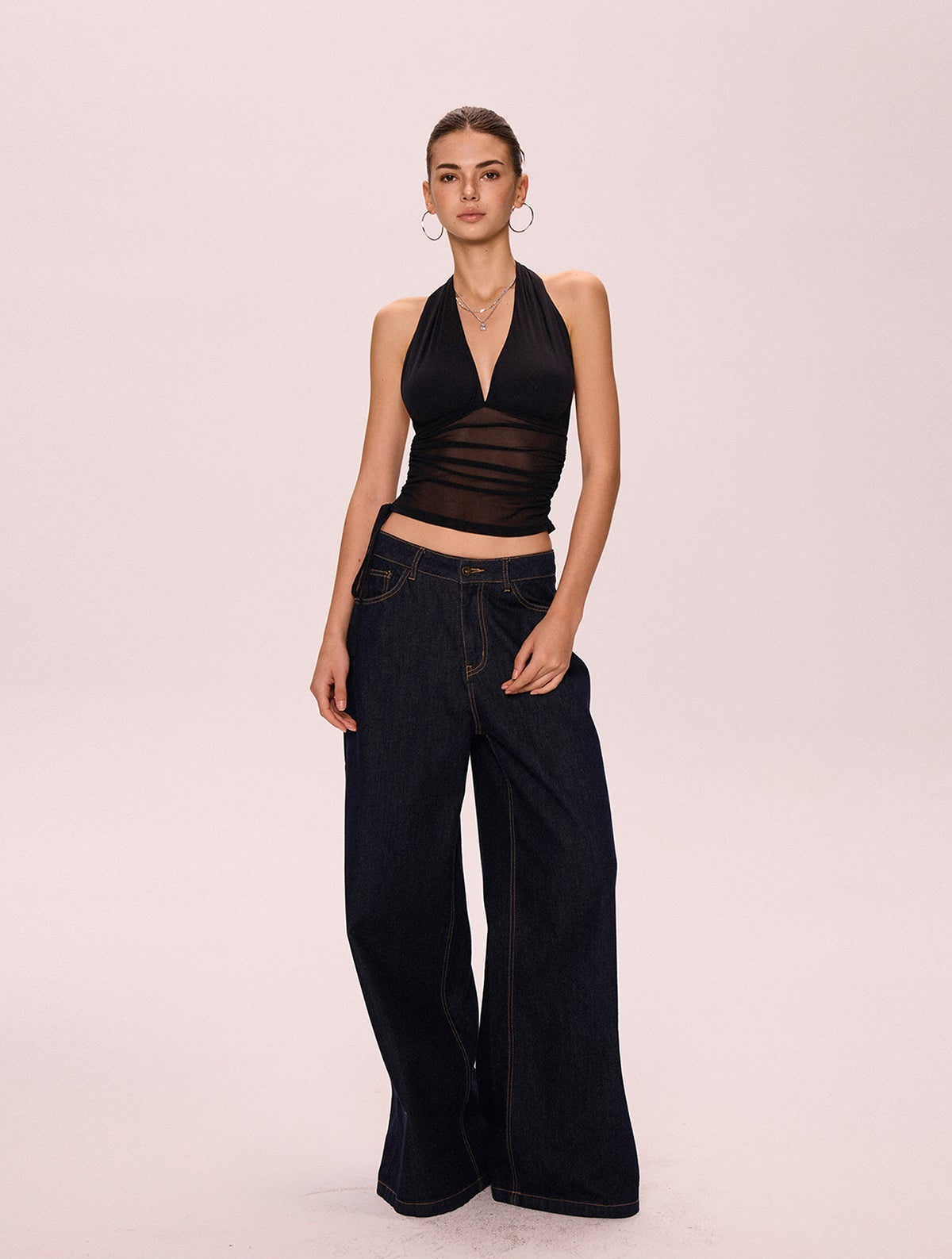 Halterneck Camisole Off-The-Shoulder Top