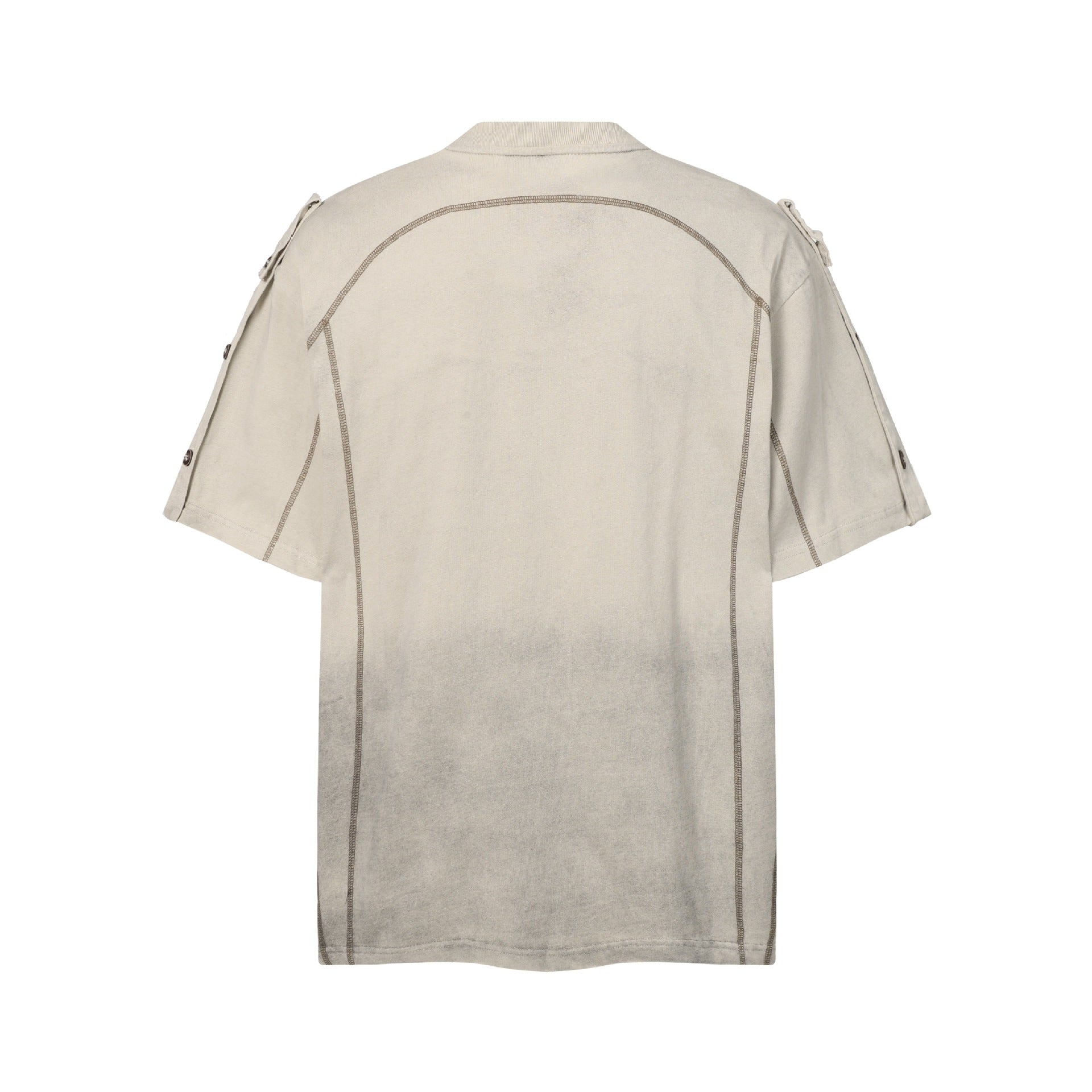 Semi-Open Collar Washed Short Sleeve T-Shirt