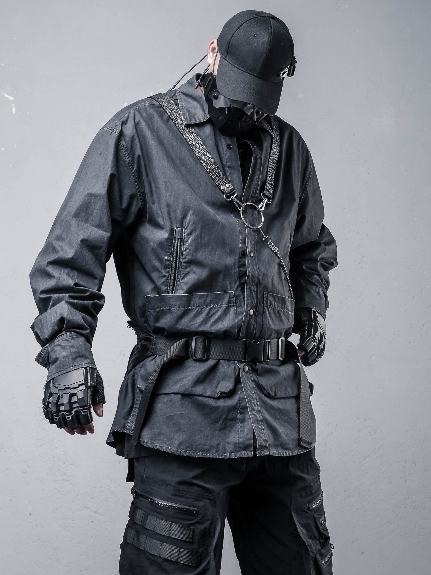 Chemise utilitaire déstructurée à col carré