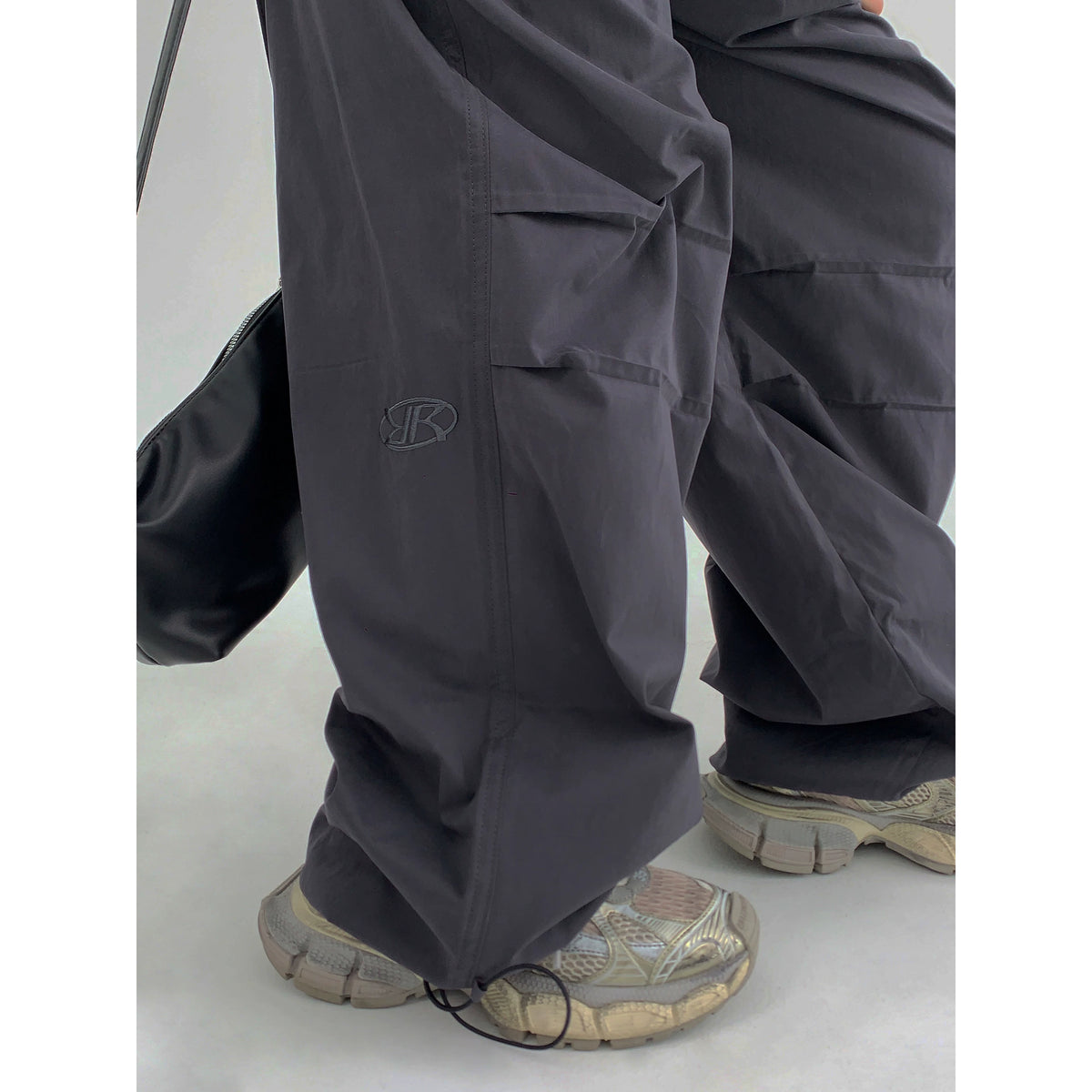 Drawstring Wide-Leg Workwear Pants