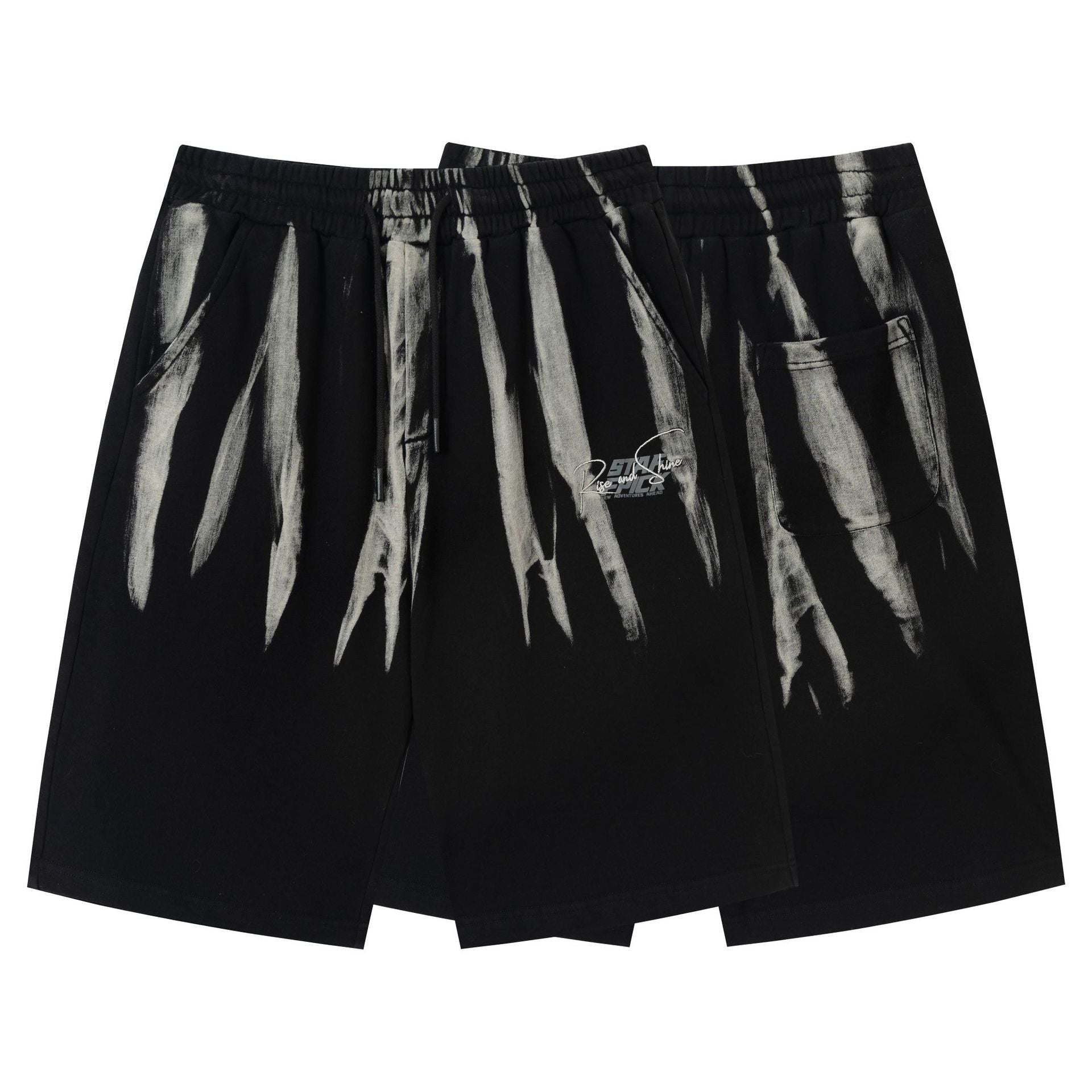 Drawstring Wash Tie-Dye Damage Half Sweatpants