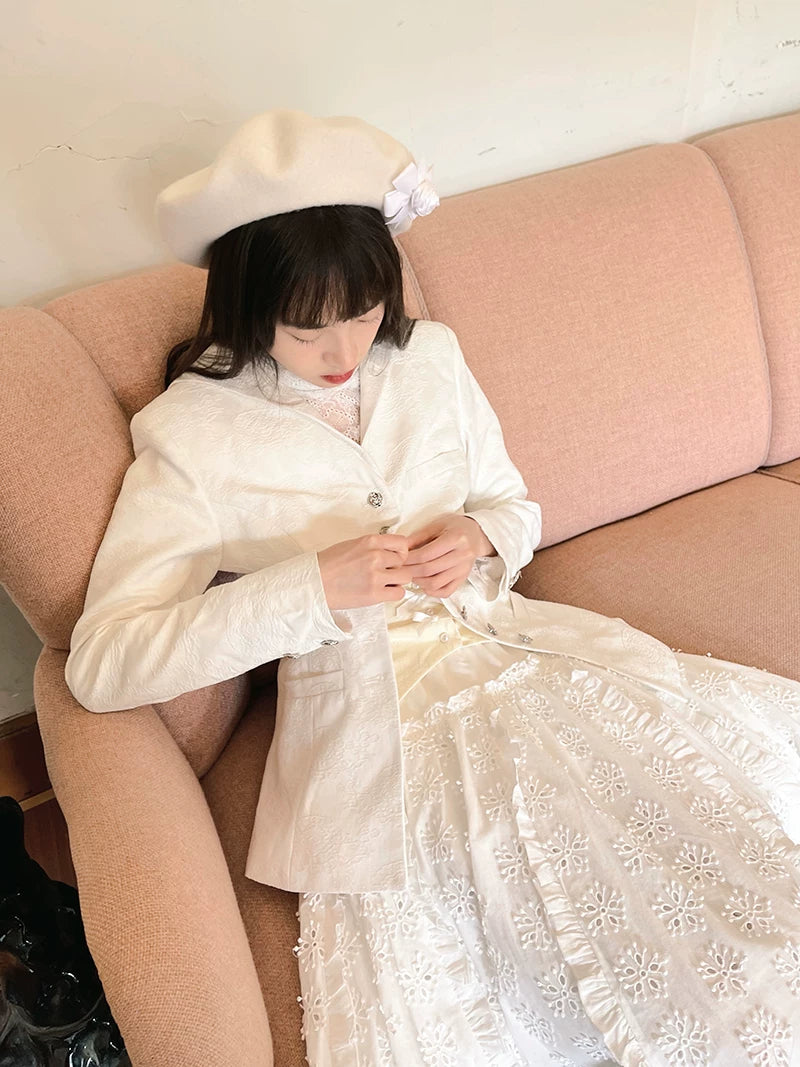 Rose Jacquard Sailor Collar Jacket