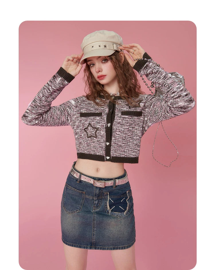 Cropped Knit Cardigan