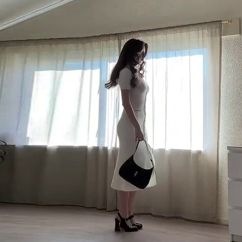 Casual Short-Sleeved Knitted Dress