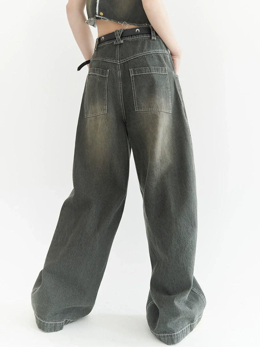Wide-Leg Buggy Denim Jeans