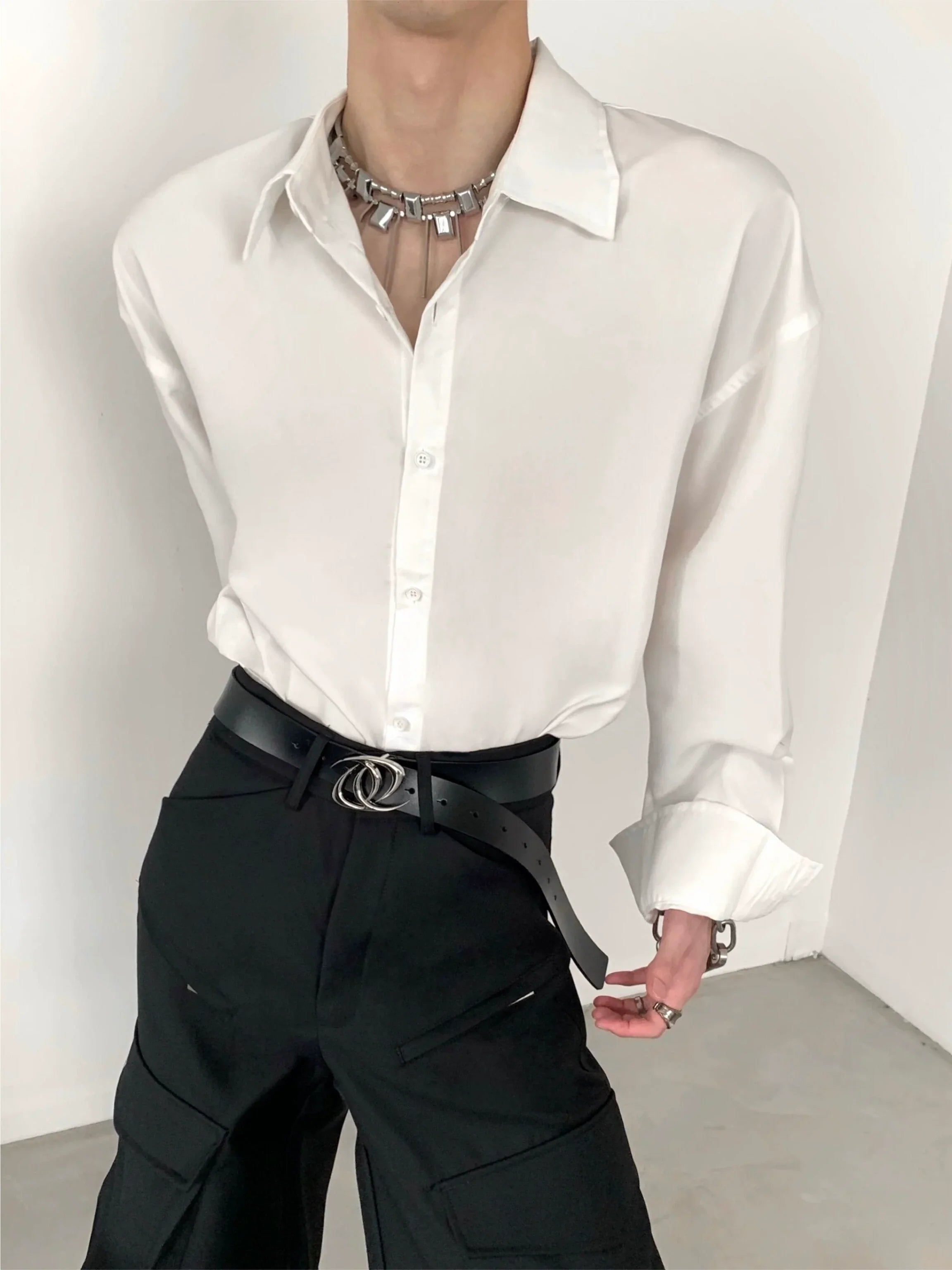 Oversize Simple Basic Long Sleeve Shirt