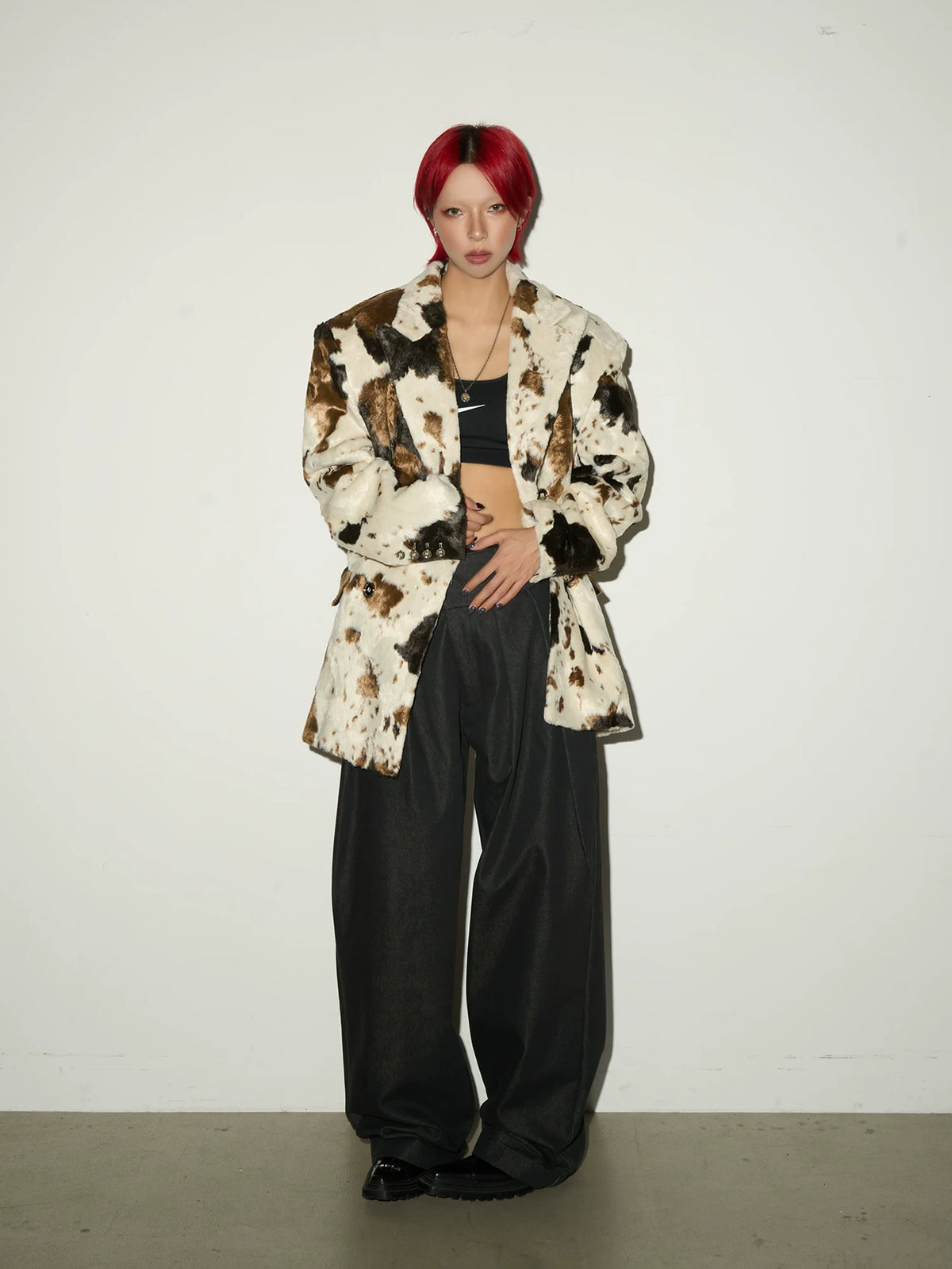 Buckle Design Wide Leg Trousers
