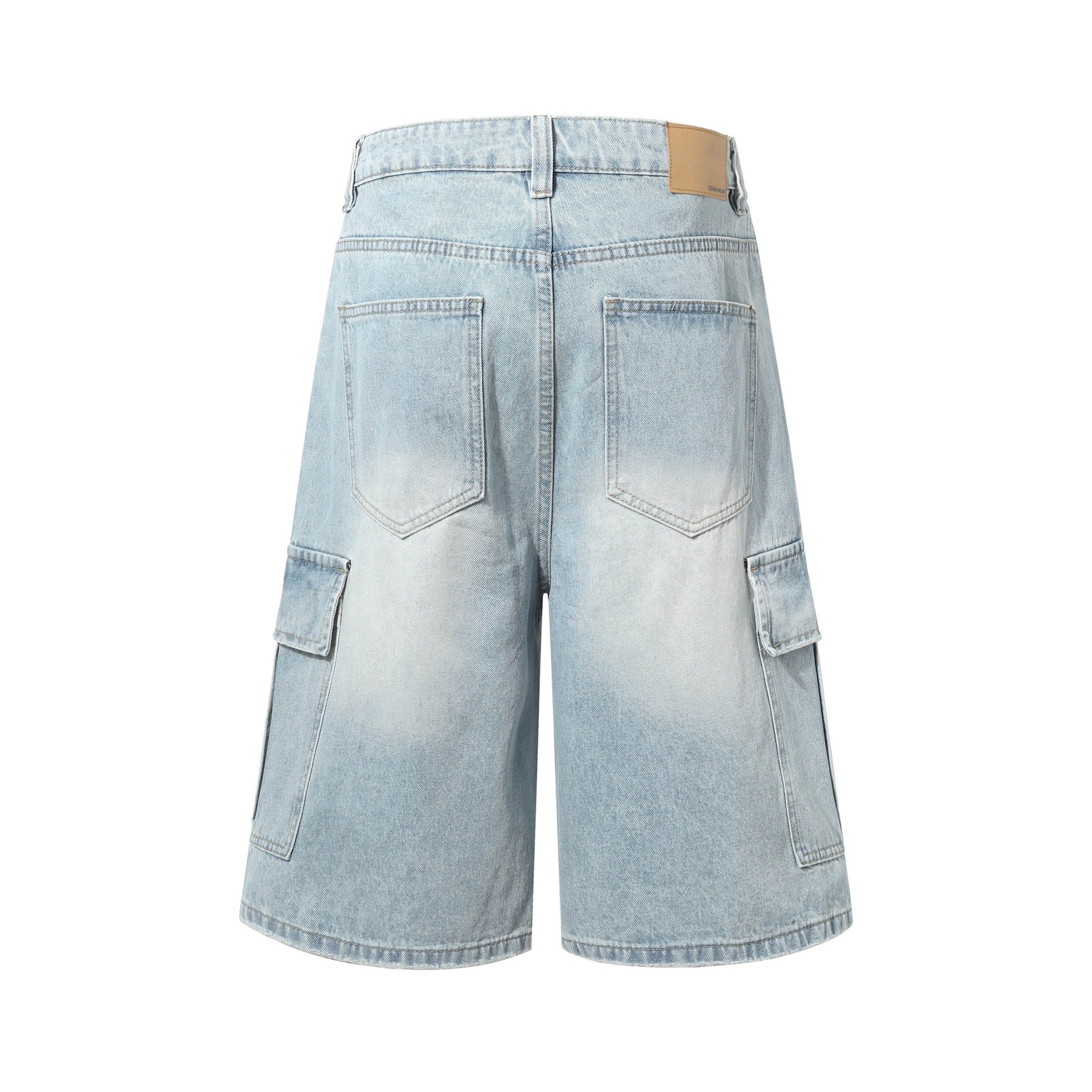 Washed Multi-Pocket Denim Jort