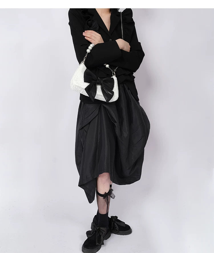 Contrast Color Bow Shoulder Bag