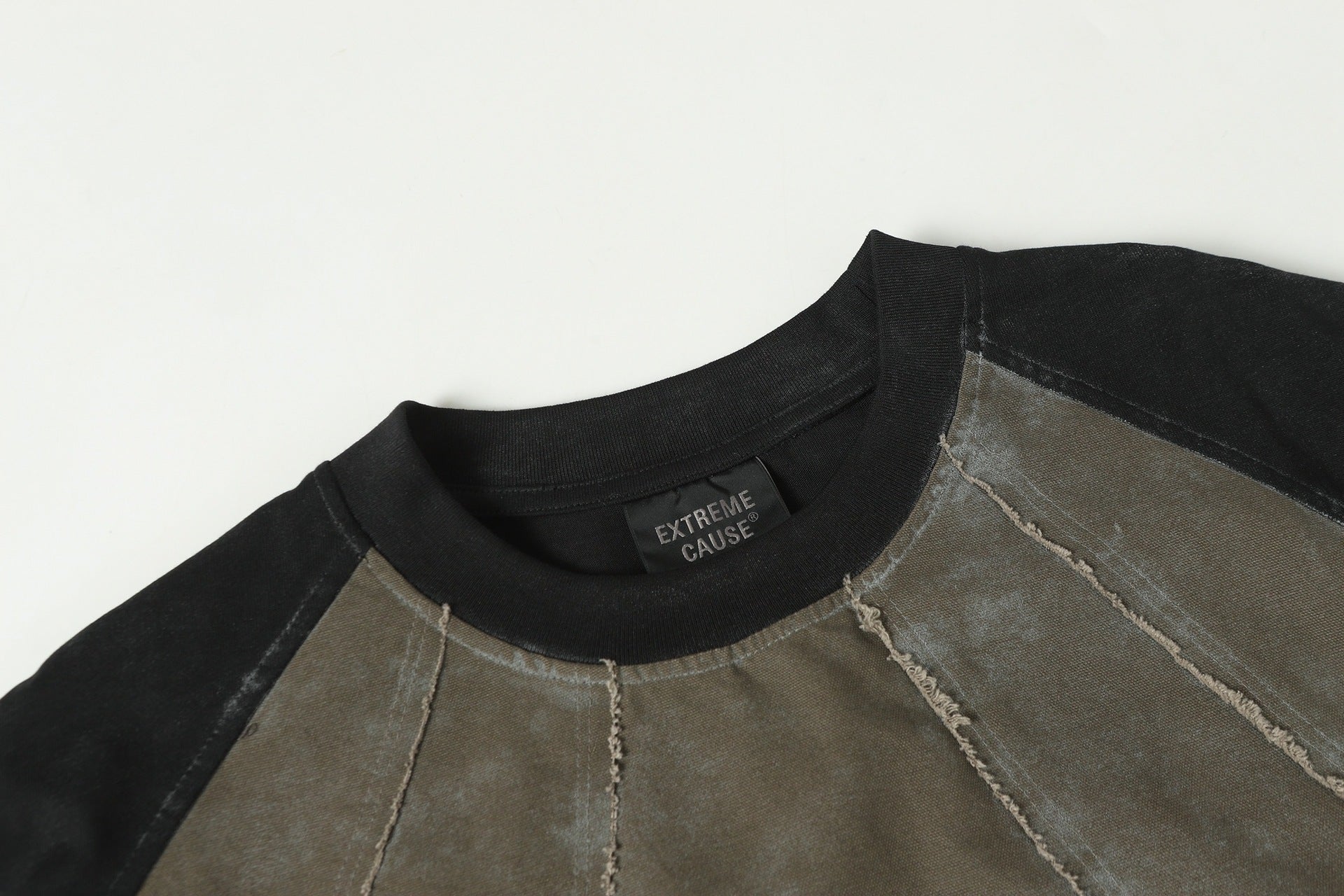 Washed Raw-Edge Splice Short Sleeve T-Shirt