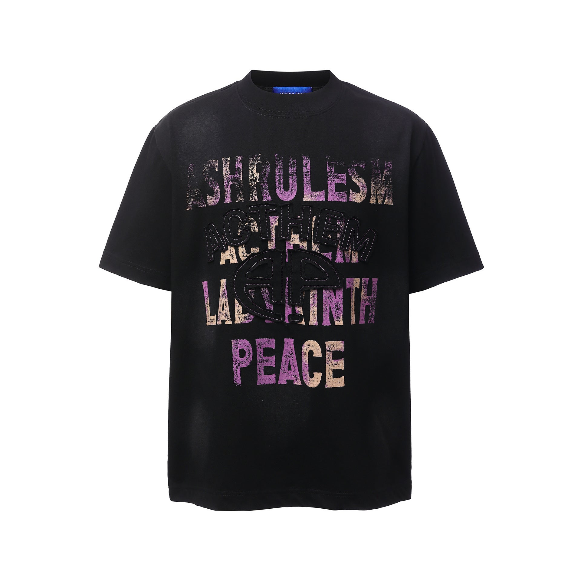 Dirty Dye Letter Print Short Sleeve T-Shirt