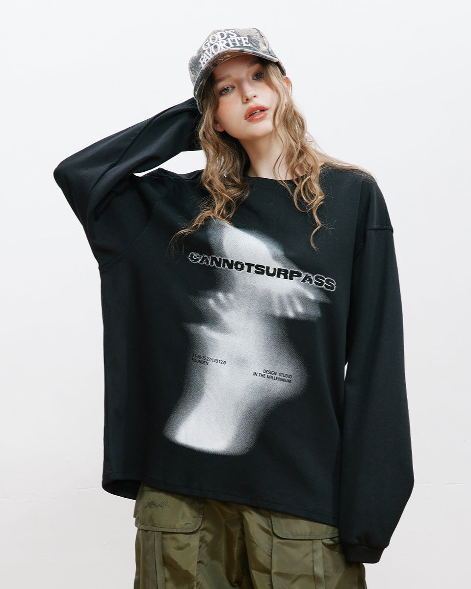 Sudadera de cuello redondo con estampado de sombras