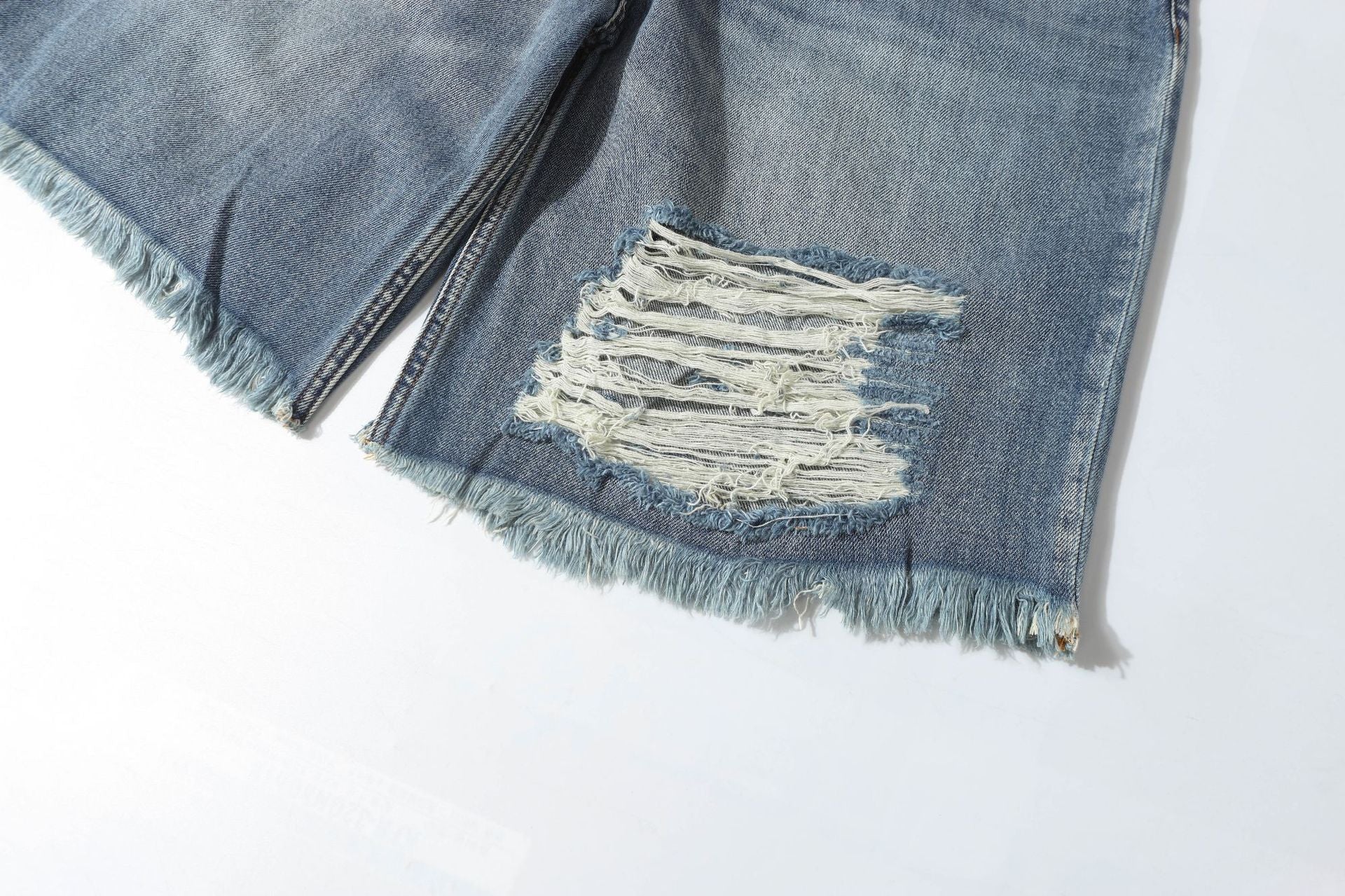 Washed Damage Denim Jort