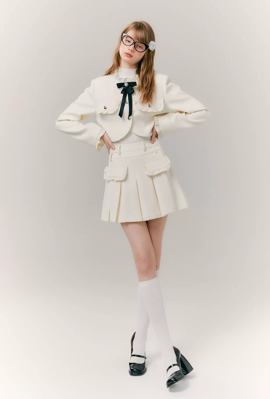 Pleated Skirt & Slim Tailored Jacket Setup