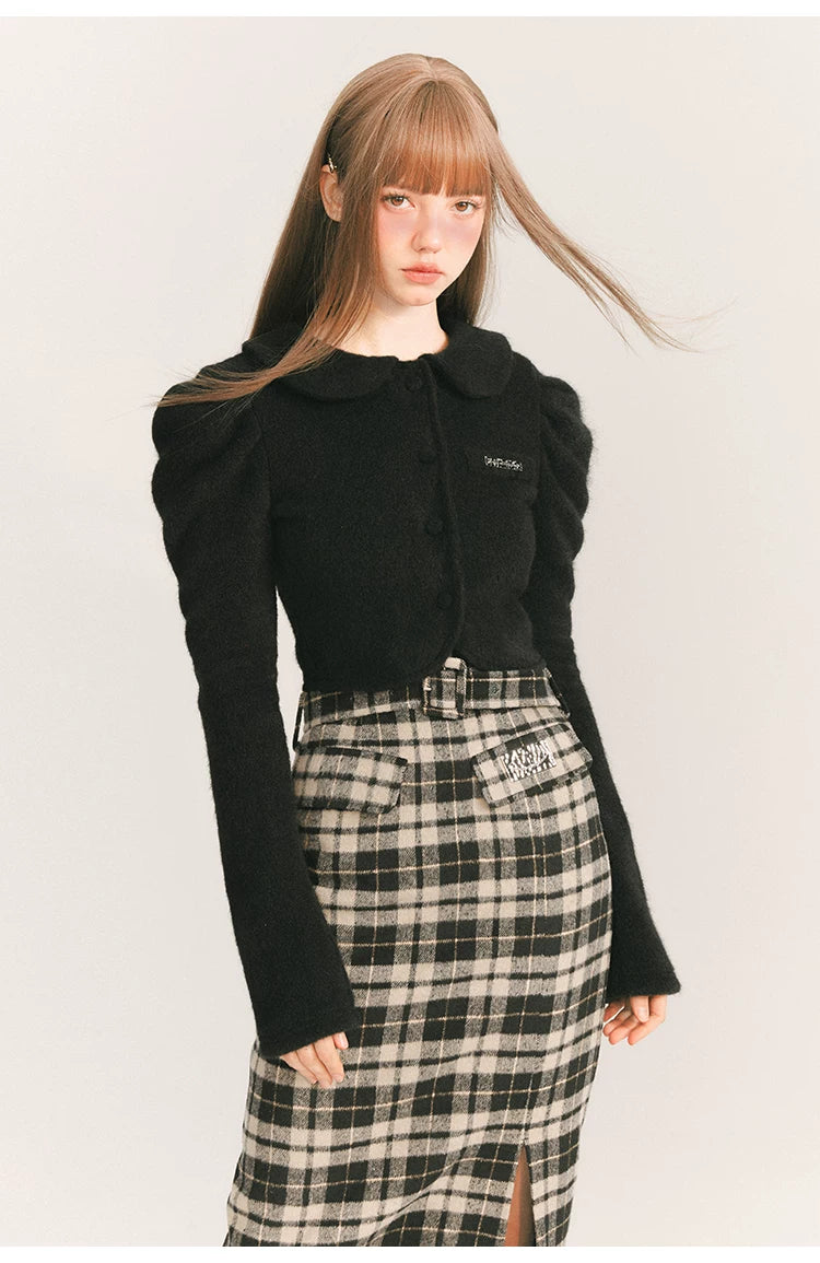 Cropped Round Collar Button Jacket