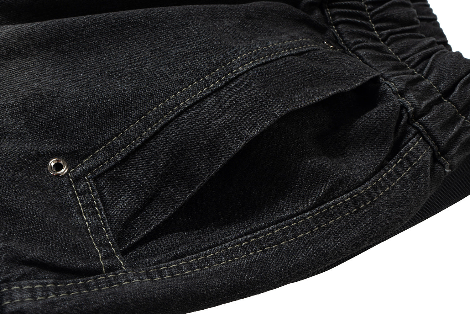Drawstring Cargo Damage Denim Jort